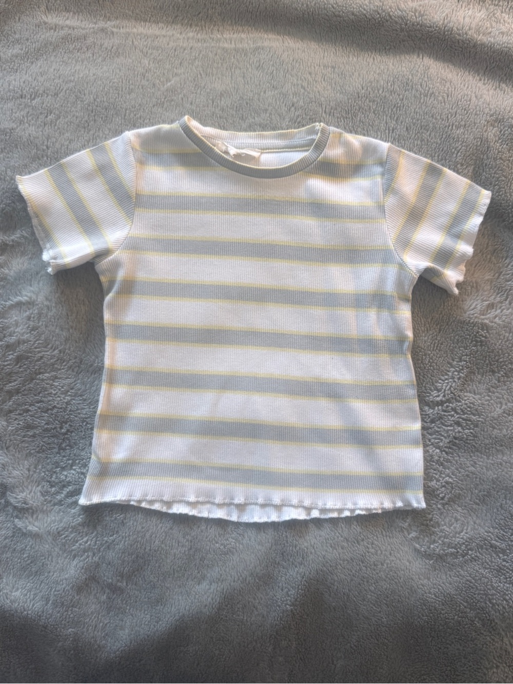 Jessica Simpson Size 4T Pastel Yellow Grey Striped Rib Knit Tee